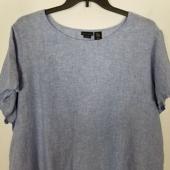 Tahari Women Plus Linen Lagenlook Scoop Neck Pullover Tunic Sz 3X Boho Blouse - Picture 2 of 5